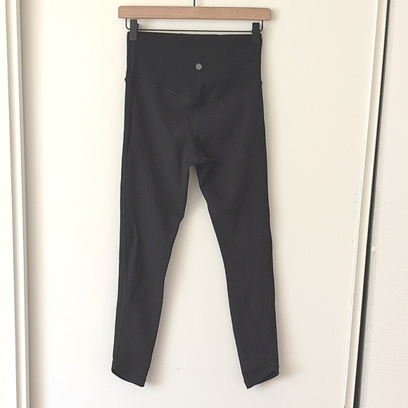 Athleta Womens Small Elation Crossover Ribbed Leggings Black Activewear Workout - Picture 5 of 8